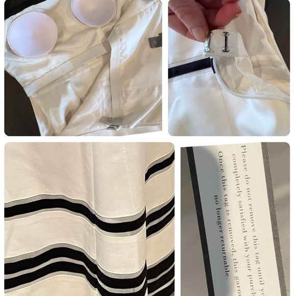 New Ann Taylor Strapless Striped Fit Flare Midi Dress Black White Piping 2P NWT - Picture 10 of 15